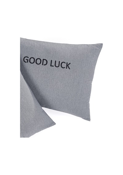 2li Yastık Kılıfı Good Luck Baskılı Füme Füme