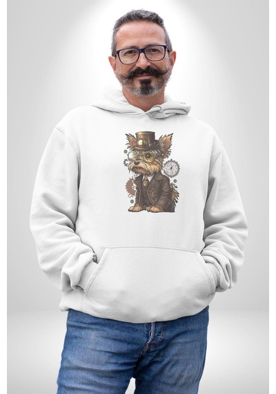 İş İnsanı Yorkshire Zamanda Yolculuk Kadın Erkek Beyaz Kapüşonlu Sweatshirt Hoodie Beyaz