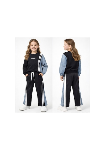 Uğur Bebe Bayramlık Kız Çocuk Kot Ve Pamuk Karışımlı Sweatshirt Kot Pamuk Detaylı Geniş Paça Pantolon Takım Siyah Mavi Siyah Mavi Uğur Bebe Bayramlık Kız Çocuk Kot Ve Pamuk Karışımlı Sweatshirt Kot Pamuk Detaylı Geniş Paça Pantolon Takım Siyah Mavi Siyah Mavi