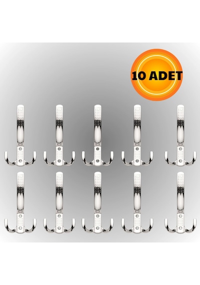 Uzun Noktalı Metal Askı Şık Portmanto Askılık Dolap Mobilya Askısı Vidalar Dahil 10 Adet Krom