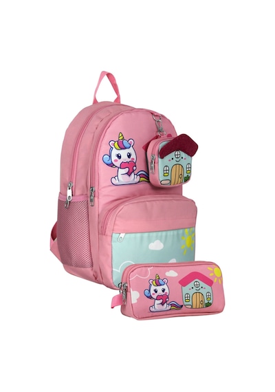 Cennec Umt5051+umt5053 Sırt Çantası Ve Kalemlik Seti Pembe Yeşil - Unicorn - Kız Çocuk Pembe - Yeşil