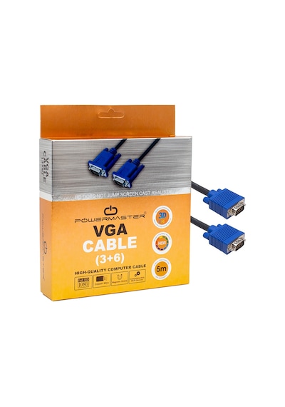 POWERMASTER VGA KABLO 15 PİN 3+6 ERKEK/ERKEK 5M KUTULU