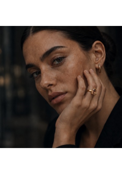 Riody Söz 01 Şampanya Tonlu Doğal Taşlı Gold Kaplama Ayarlanabilir Kadın Yüzük Altın Sarısı