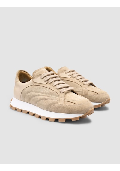 Cabani %100 Hakiki Deri Bej Kadın Sneaker Bej