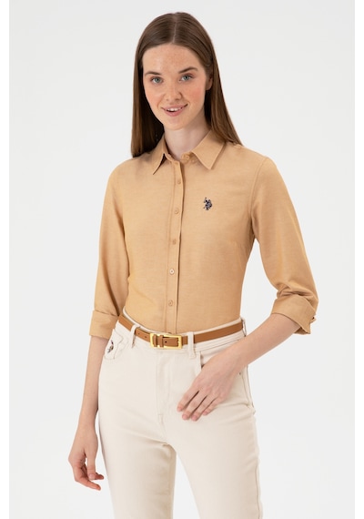 U.S. Polo Assn. Kadın Camel Uzun Kollu Basic Gömlek 50316711-VR015