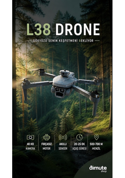 L38 Drone 4k Hd Kameralı Fırçasız Motorlu Akıllı Sensörlü 500-700 M Menzil