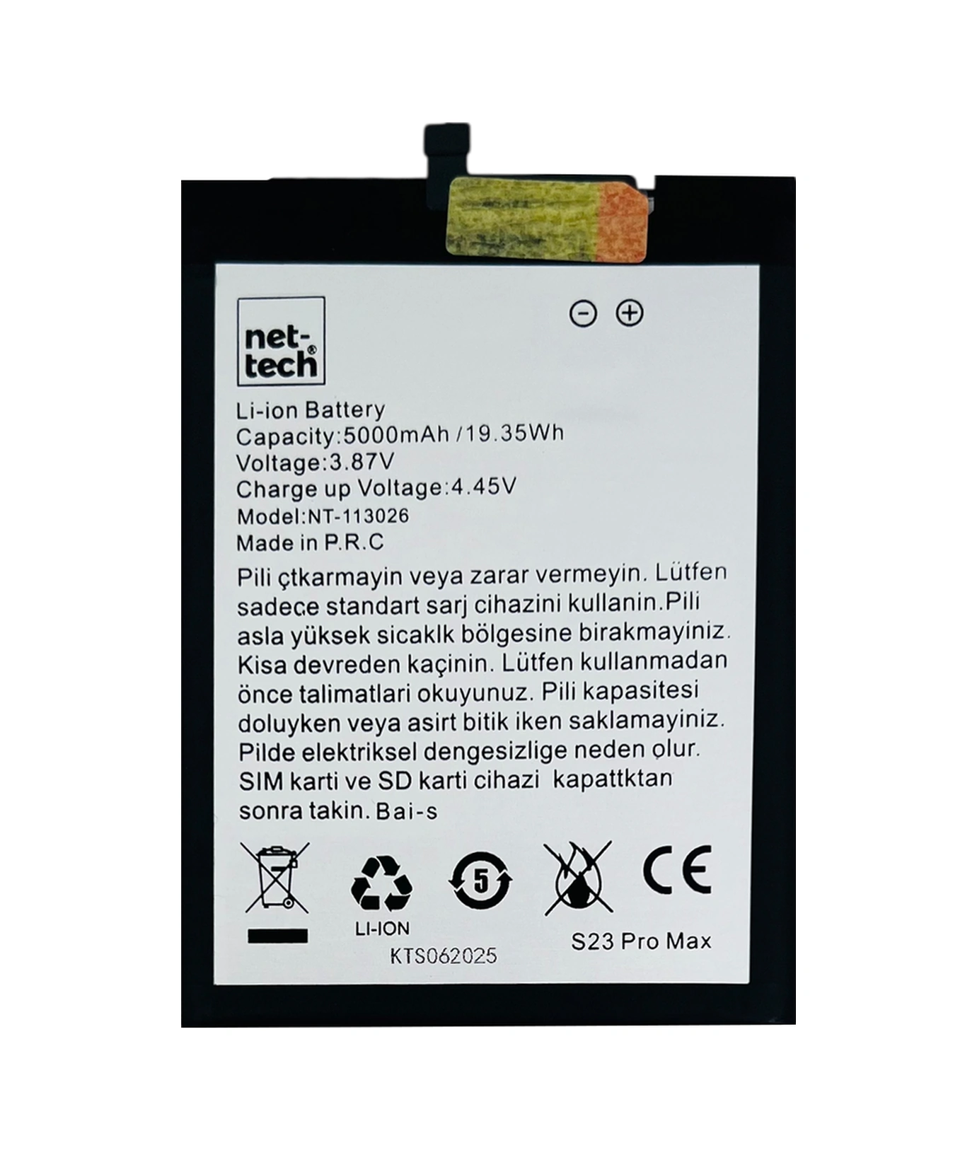 Teknonet Reeder S23 Pro Max Uyumlu Nettech 5000 Mah Batarya - Siyah