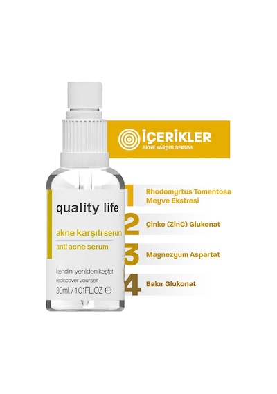 Quality Life Akne Serumu Sivilce Siyah Nokta Leke Akne Karşıtı Cilt Serumu 30 ML