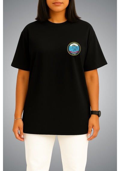 Bahriyeli Collection Oversize Tcg Karayel Logo Cep Baskılı Unisex T-shirt Siyah