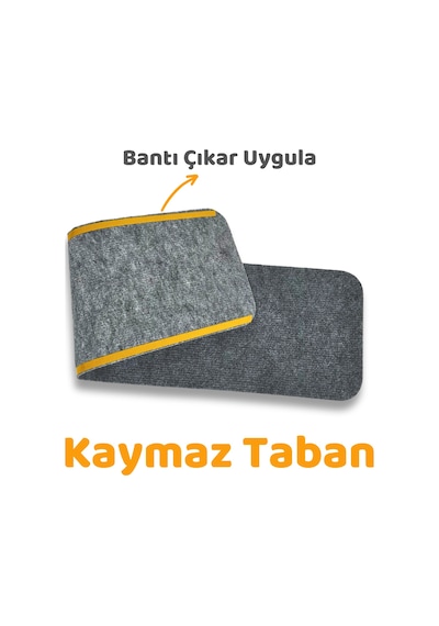 Beylini Kaymaz Merdiven Halısı Kendinden Yapışkanlı 1 Adet 20x75 Gri
