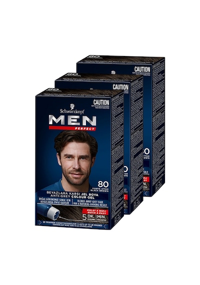 Schwarzkopf Perfect Erkek Saç Boyası 80 Kahve Siyah 3'lü