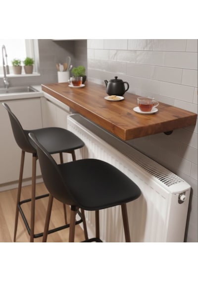 Biz Işıklar Ahşap Duvara Monte Bar Masası 40cmx100cm Çok Renkli