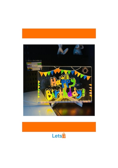 Led Aydınlatmalı Tahta Yazı Ve Çizim 20x20 Cm Küçük Boy Çok Renkli