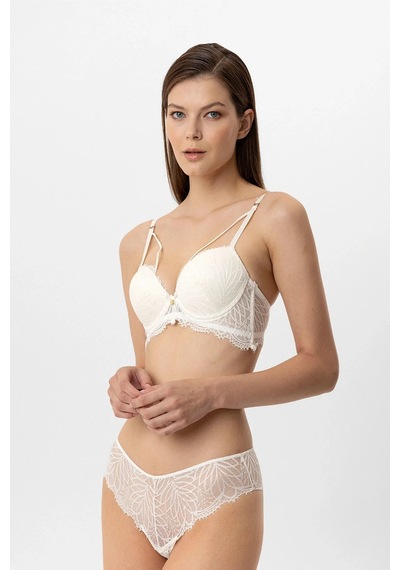 Pierre Cardin 4885 Milan Push Up Kaplı Dantelli Sütyen Takım Ekru