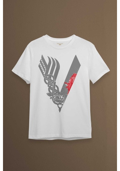 Vikingler Logo Vikings Gri Baskılı Tişört Unisex T-shirt 001