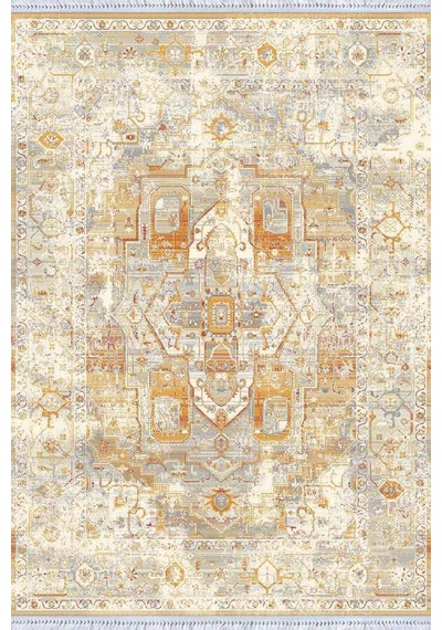 Turuncu Vintage Dokuma Pamuk Taban Kaymaz Kilim Klm205n11