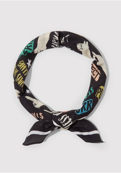 Mavi - Kedi Baskılı Bandana 1913765-900 Siyah