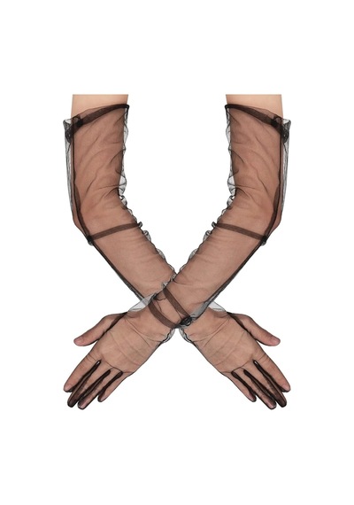 Uzun Boy Likralı Siyah Renk Yetişkin Mega Tül Eldiven 53 Cm Bx40 Diğer