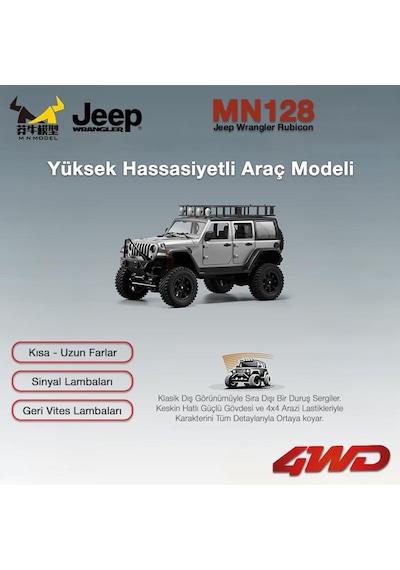 Mn Model Mn128 1/12 Jeep Wrangler Rubicon 4wd Rc Model Crawler Offroad Truck Uzaktan Kumandalı Araba Rtr Gümüş+dahili Işık Seti Mnmodel/mn128-sılver Mn Model Mn128 1/12 Jeep Wrangler Rubicon 4wd Rc Model Crawler Offroad Truck Uzaktan Kumandalı Araba Rtr Gümüş+dahili Işık Seti Mnmodel/mn128-sılver