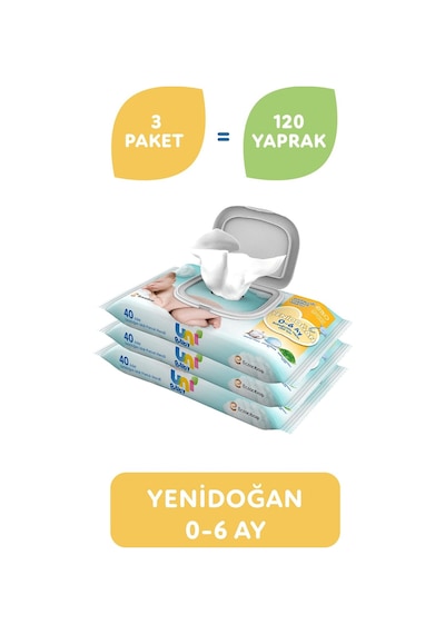 Uni Baby Yenidoğan Islak Mendil 3X40 Lı Kapaklı