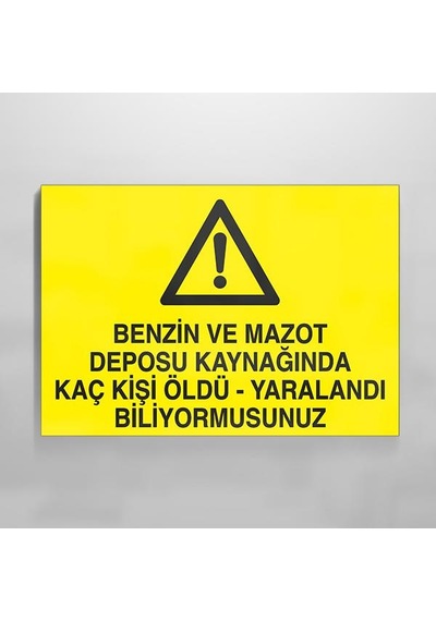 Benzin Ve Mazot Deposu Kaynağında Kaç Kişi Öldü Yaralandı Biliyormusunuz Uyarı Levhası 40x60cm