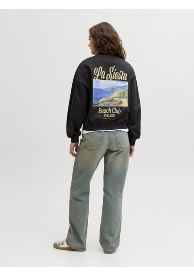 Jack & Jones Kadin Sirt Baskili Sweatshirt - Gia - 12290097 Phantom