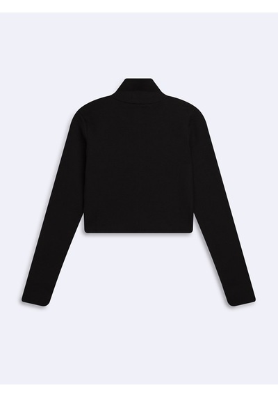 LTB Slim Fit Dik Yaka Crop Siyah Kazak