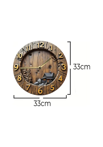 Rustic Charm Dağ Evi Temalı 3d Mdf Duvar Saati Sdw267 Renkli