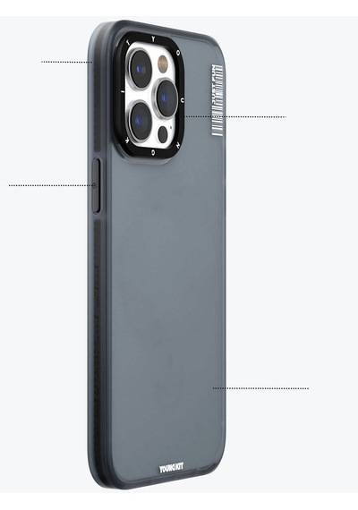 Apple Uyumlu iPhone 15 Pro Max Kılıf Buzlu Mat Tasarım Youngkit Colored Sand Serisi Kapak Siyah