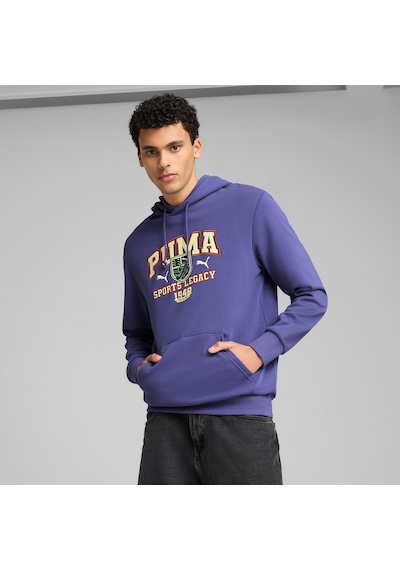 Puma Sports Legacy Graphıc Erkek Kapüşonlu Sweatshırt 629629 46 Mavi