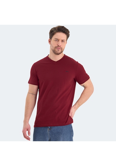 Slazenger RIVALDO Erkek V Yaka Bordo Tişört