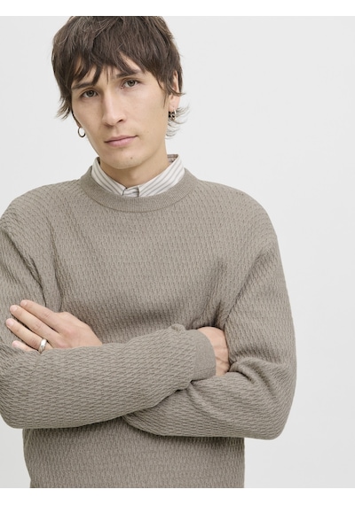 Jack & Jones Jack Jones Erkek Desenli Örgü Kazak 12283381 Krem