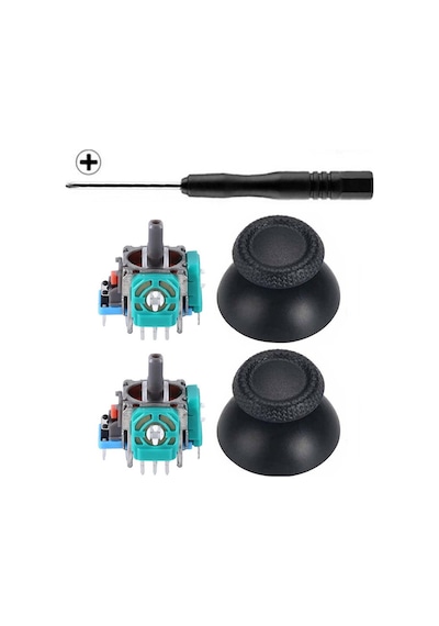 Ps5 Analog Motor Ve Topuz 2+2 Set Ps5 Tornavida Playstation 5 Kol Tamir Seti Yedek Parça Siyah