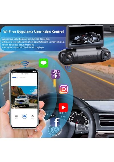 İdragon S23q 4 Kameralı Full Hd Araç Kayıt Sistemi - Wi-fi, Gece Görüşlü, G-sensörlü