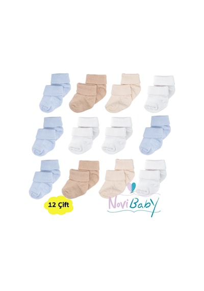 Novibaby 12'li Bambu Yenidoğan Bebek Çorap I New Boy I Kız Erkek Bebek Çorabı Çok Renkli