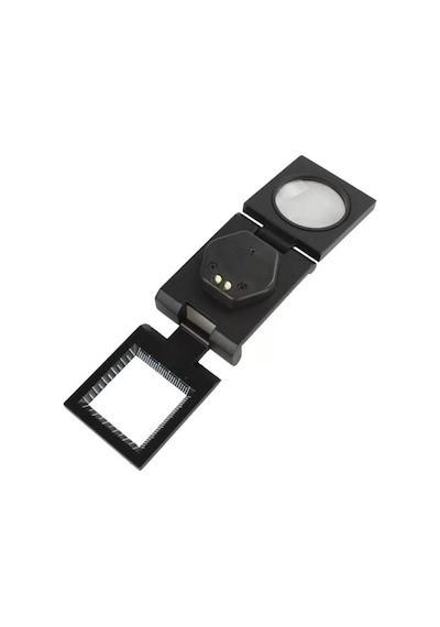 Led Işıklı Lup Mercek Metal Katlanır Ölçekli Kılıflı Işıklı Büyüteç
