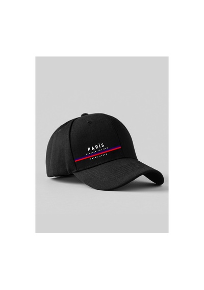 Caxis Paris Baskılı Spor Sapka Unisex Ayarlanabilir Cırtlı Şapka Siyah