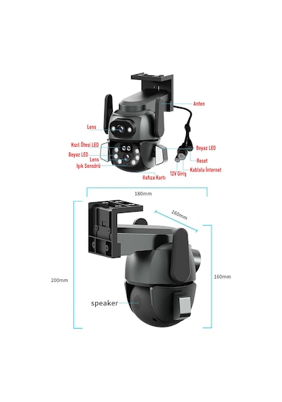 Mpıa Hina Dual Lens 360 Hareketli Wifi Waterproof Ip Güvenlik K