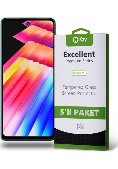 İnfinix Hot 30 Uyumlu Temperli Ekran Koruyucu Kırılmaz Cam Ekonomik 5'li Paket