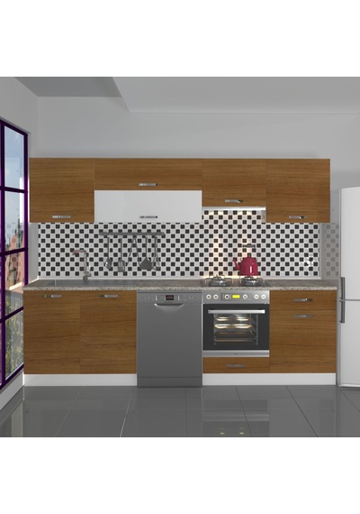 Decoraktiv Elite 280y Ank Mdf Hazır Mutfak Dolabı - Tezgah Dahil - Naturel Ceviz