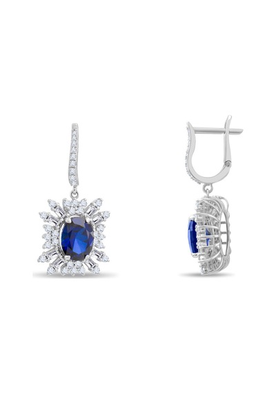 6.00 Karat Safir Pırlanta Küpe - Hrd Sertifikalı 04350719