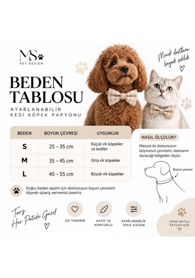 Ayarlanabilir Kedi Köpek Papyonu - Kırmızı Ekose M