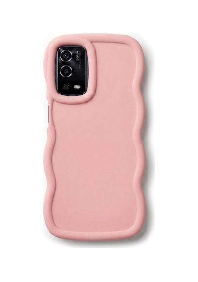 Oppo A54 / A16 / A55 Serisi Uyumlu Dalgalı Tasarım Kamera Korumalı Mat Silikon Kılıf-54194 Pembe