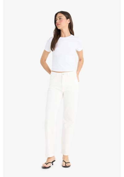 Defacto Comfort Straight Normal Bel Bilek Boy Beyaz Jean Pantolon F6174ax25hswt1 Beyaz