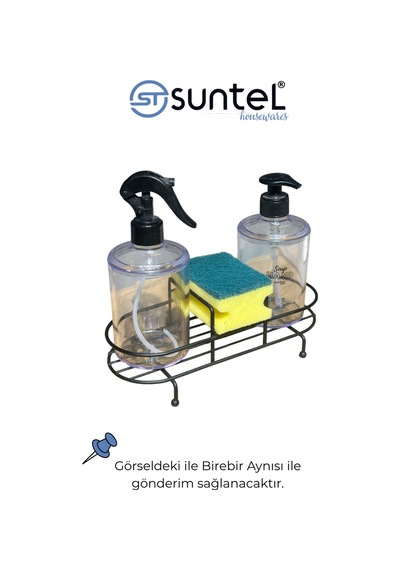 Suntel Triger Spreyli Sabunluk Ve Süngerlik Seti Tezgah Üstü Düzenleyici Siyah