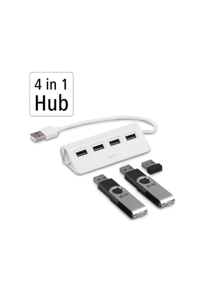 Usb Hub, 4 Ports, Usb 2.0, 480 Mbit/s, Beyaz
