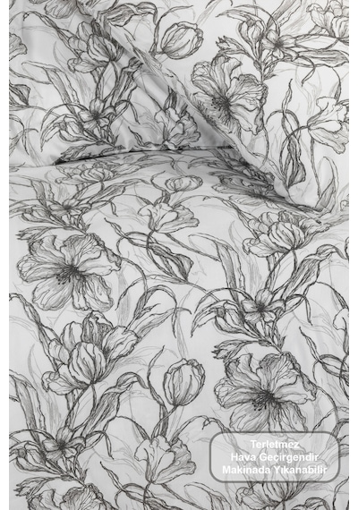 Elart Line Art Nevresim Takımı Çift Kişilik Lastikli Çarşaf 200x220 Cm Renksiz