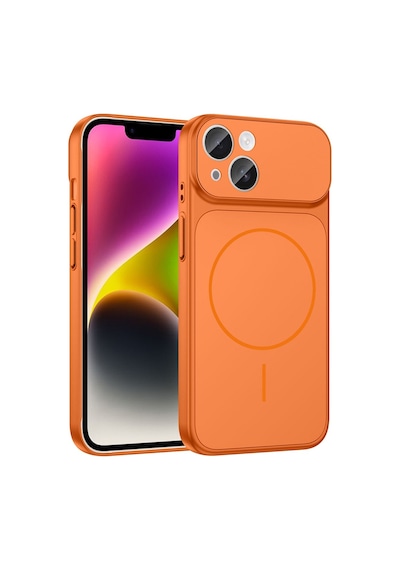 Ennar Apple Uyumlu iPhone 13 Dönüşümlü Kılıf 17 Pro Max Görünümlü Magesafe Kamera Korumalı Turuncu