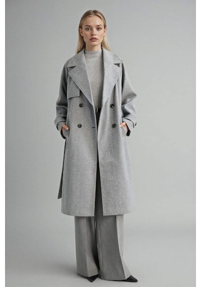 Defacto Regular Fit Düğmeli Kaşe Uzun Kaban F1213ax25wngr476 Gri-gr476