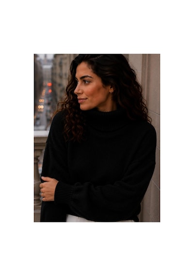 Hira Life Fashion Sfg Life Moda Kadın Balıkçı Yaka Tüylü Şardonlu Oversize Kazak Siyah Siyah Hira Life Fashion Sfg Life Moda Kadın Balıkçı Yaka Tüylü Şardonlu Oversize Kazak Siyah Siyah